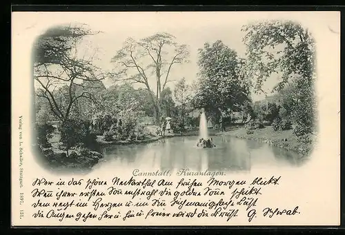 AK Stuttgart-Cannstatt, Wasserkunst in den Kuranlagen