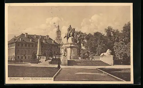 AK Stuttgart, vor dem Kaiser-Wilhelm-Denkmal