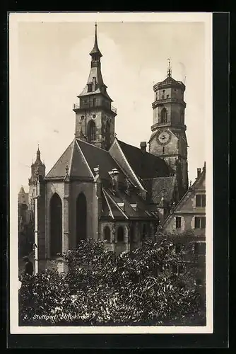 AK Stuttgart, an der Stiftskirche