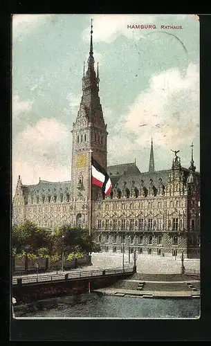 AK Hamburg, Reichsfarben vor dem Rathaus