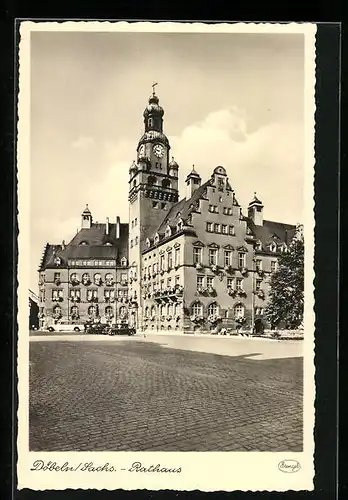 AK Döbeln in Sachsen, auf dem Marktplatz vor dem Rathaus