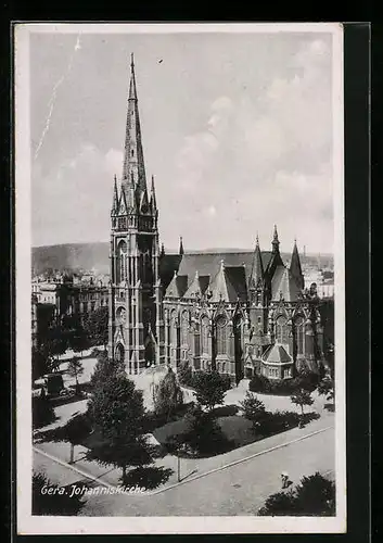 AK Gera, Blick auf den Vorplatz der Johanniskirche