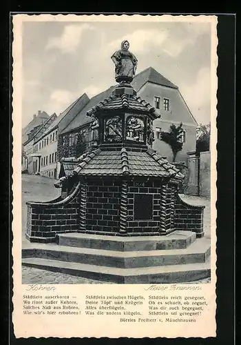 AK Kohren, der Neue Brunnen, Ratskeller