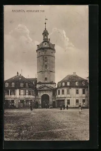 AK Ansbach, Passanten vor dem Herrieder Tor