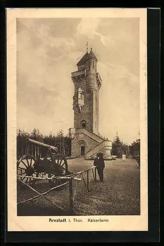 AK Arnstadt i. Thür., Geschütz vor dem Kaiserturm