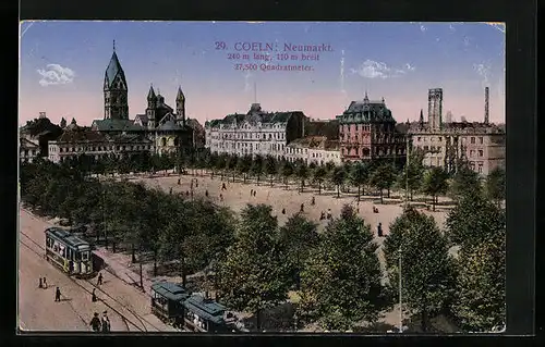 AK Köln, Neumarkt, Strassenbahn auf dem Platz