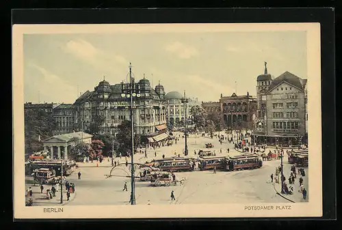 AK Berlin, Strassenbahnen auf dem Potsdamer Platz