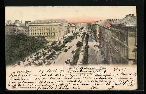 AK Wien I, Strassenbahnen auf dem Opern-Ring