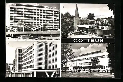 AK Cottbus, Milch-Mocca-Bar Cosmos, HO-Gaststätte Am Stadttor, Hotel Lausitz