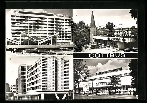 AK Cottbus, Konsument-Warenhaus, HO-Gaststätte Am Stadttor, Hotel Lausitz