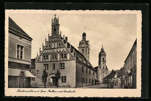 AK Fürstenwalde a. d. Spree, Rathaus und Domkirche