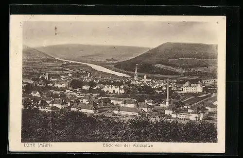 AK Lohr am Main, Blick von der Waldspitze auf die gesamte Stadt