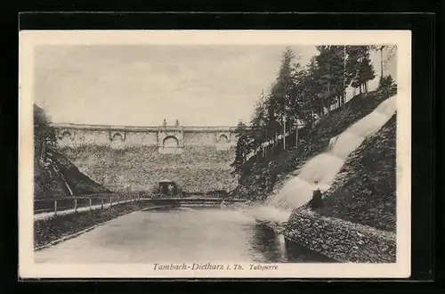 AK Tambach-Dietharz i. Th., die Staumauer der Talsperre