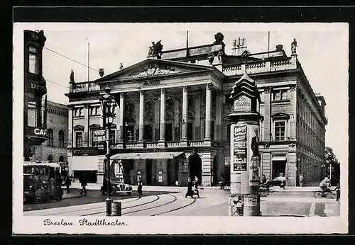 AK Breslau, Strassenpartie am Stadttheater