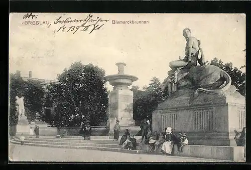 AK Breslau, Partie am Bismarckbrunnen