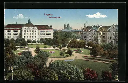 AK Liegnitz, Sicht auf den Hindenburgplatz