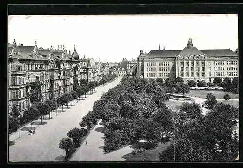 AK Liegnitz, Ortspartie am Hindenburgplatz