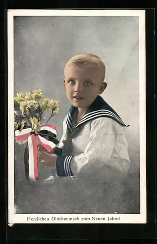 AK Kleiner Junge in Matrosenuniform, Kinder Kriegspropaganda