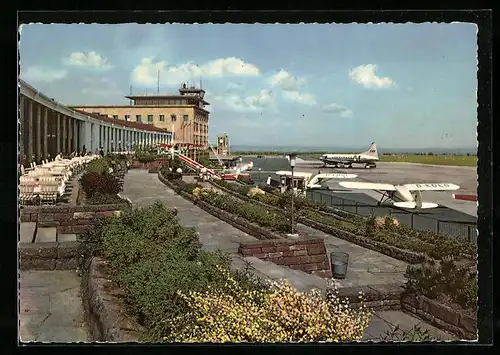 AK Stuttgart-Echterdingen, Flughafen, Flughafenrestaurant und Rollfeld