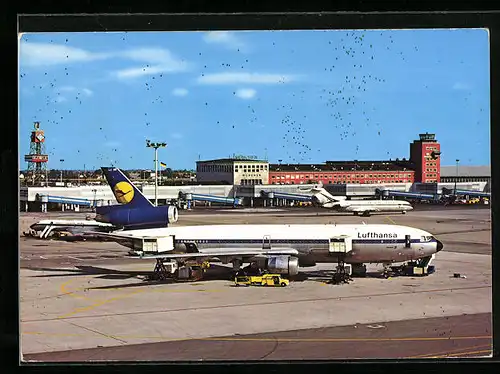 AK München-Riem, Flughafen mit Lufthansa Passagiermaschine