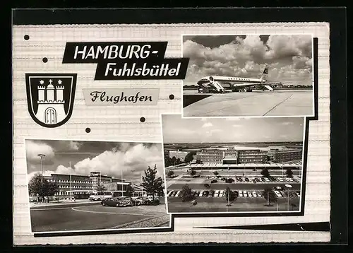 AK Hamburg-Fuhlsbüttel, Flughafenansichten und Wappen
