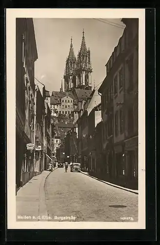 AK Meissen a. d. Elbe, Partie aus der Burgstrasse