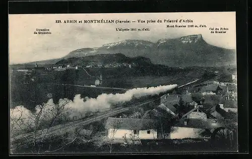 AK Montmélian, Vue prise du Prieuré d`Arbin, Direction de Grenobe, L`Alpette, Mont Granier