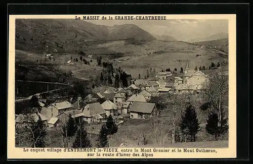 AK Entremont-le-Vieux, Panorama entre le Mont Granier et le Mont Outheran sur la route d`hiver des Alpes