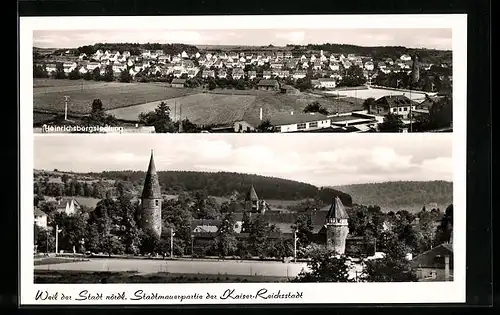 AK Weil der Stadt, Galgenbergsiedlung, Nördliche Stadtmauerpartie im Osten der Stadt