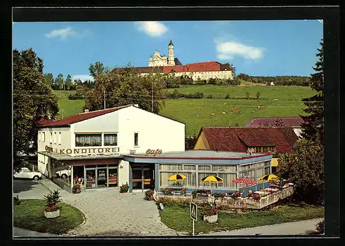 AK Neresheim /Ostalb, Cafe Faussner an der Schwäbischen Albstrasse