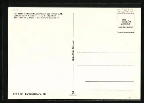 AK Lützenhardt, Cafe-Pension Waldlust, Forchenwaldstrasse 70