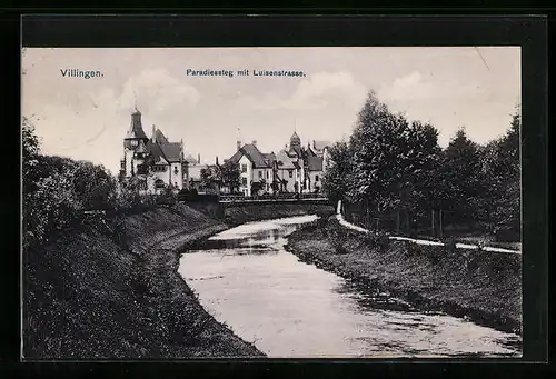 AK Villingen, Paradiessteg mit Luisenstrasse