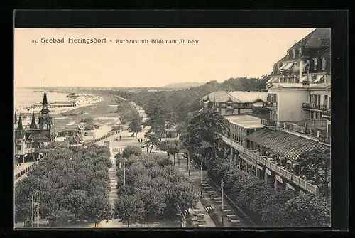AK Heringsdorf / Usedom, Kurhaus mit Blick nach Ahlbeck