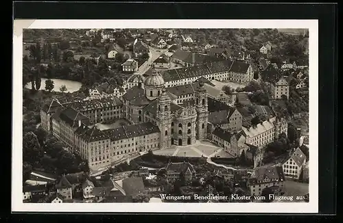 AK Weingarten, Benediktiner Kloster vom Flugzeug aus gesehen