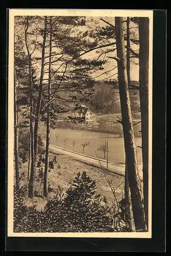 AK Leonberg, Blick vom Wald auf das Kurhaus Glemseck