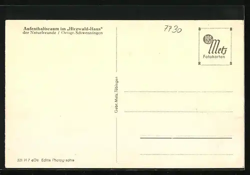 AK Schwenningen, Aufenthaltsraum im Hirzwald-Haus der Naturfreunde