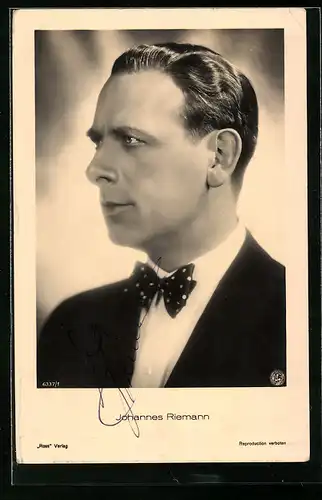 AK Schauspieler Johannes Riemann, Seitenprofil