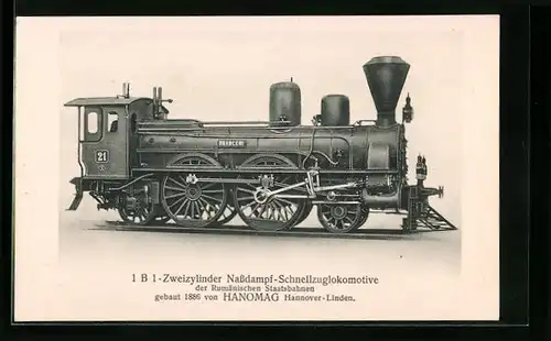 AK 1 B 1 - Zweizylinder Nassdampf-Schnellzuglokomotive der Rumänischen Staatsbahnen, HANOMAG, Eisenbahn