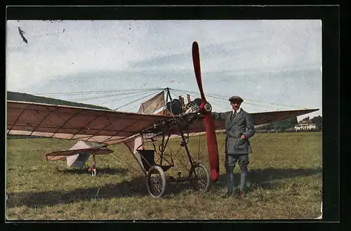 AK Pilot Roever auf Grade-Eindecker