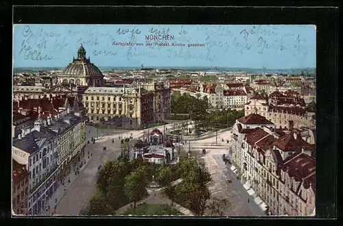 AK München, Karlsplatz, Ansicht von der Protest. Kirche gesehen