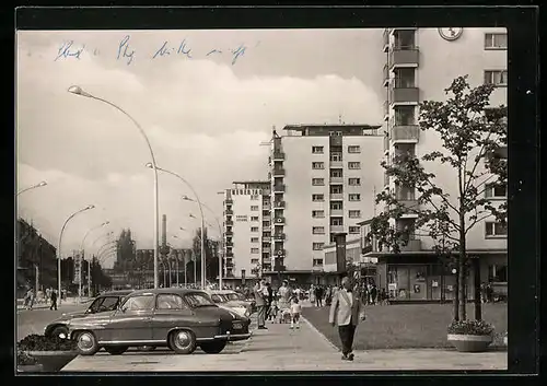 AK Eisenhüttenstadt, Hochhäuser in der Leninallee