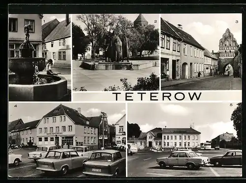 AK Teterow, Otto-Grotewohl-Strasse mit Malchiner Tor, Kreiskulturhaus