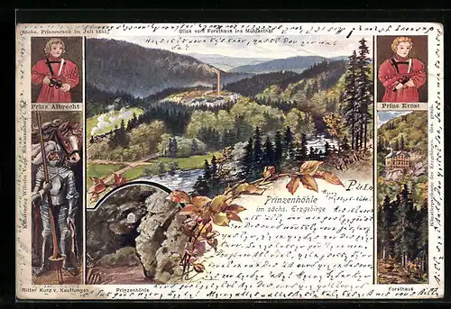 AK Hartenstein, Prinzenhöhle im sächs. Erzgebirge, Blick vom Forsthaus ins Muldenthal