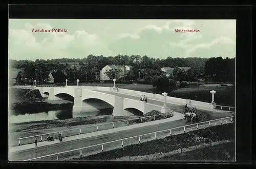 AK Zwickau-Pölbitz, Blick auf die Muldenbrücke