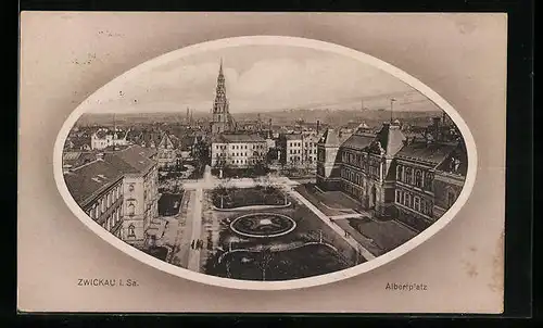 AK Zwickau i. Sa., Blick auf den Albertplatz