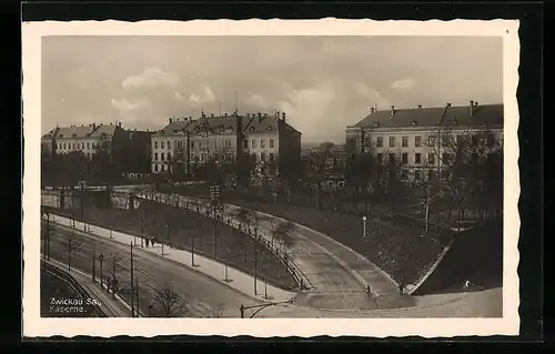 AK Zwickau Sa., Kaserne aus der Vogelschau