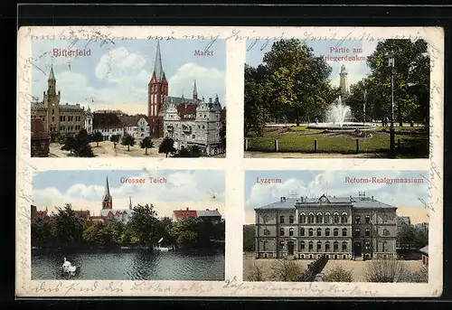 AK Bitterfeld, Markt, Lyzeum, Grosser Teich