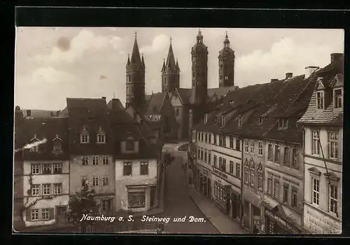 AK Naumburg a. S., Strassenpartie vom Steinweg und Dom