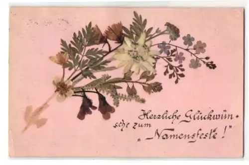 Trockenblumen-AK Getrocknete und gepresste Blumen zum Namensfeste