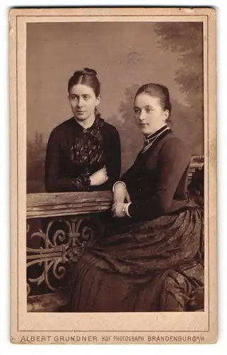 Fotografie Albert Grundner, Brandenburg / Havel, Friederike von Bieberstein und Charlotte von Laue im Frühjar 1885